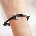 Personalised Engraved Angel Wings Pet Paw Print Leather Rope Bracelet with Name Memorial Sympathy Gift for Pet Lovers