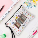 Personalised Spring Wildflowers Book Design Pencil Case with Book Title and Name Back to School Appreciation Gift for Teacher Reading Lover