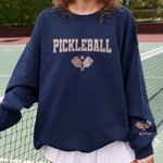 Personalised Retro Flower Pickleball Paddles Design Crewneck T-Shirt Sweatshirt with Name Ball Game Birthday Gift for Pickleball Lover