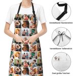 Personalisierte Wasserdichte Schürze mit 9 Fotos Collage und Fronttaschen Geburtstag Hauseinweihung Geschenk für Kochliebhaber