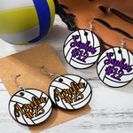 Personalisierte Holz Volleyball Ohrringe mit Namen und Nummer Geburtstag Geschenk für Volleyball-Liebhaber