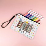 Personalised Spring Wildflowers Book Design Pencil Case with Book Title and Name Back to School Appreciation Gift for Teacher Reading Lover