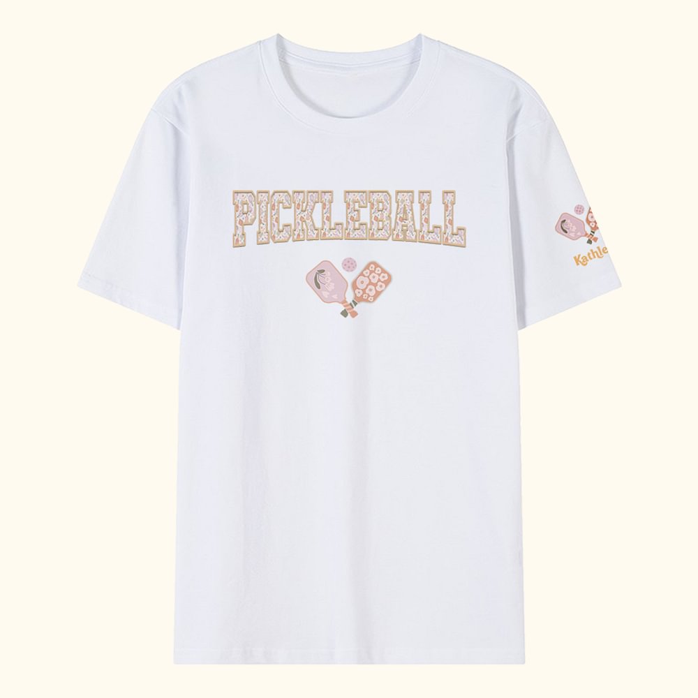 Personalizzato Retro Flower Pickleball Paddles Design Felpa a girocollo con nome Gioco della palla Regalo di compleanno per gli amanti del Pickleball