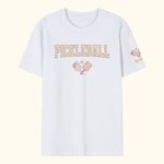 Personalised Retro Flower Pickleball Paddles Design Crewneck T-Shirt Sweatshirt with Name Ball Game Birthday Gift for Pickleball Lover