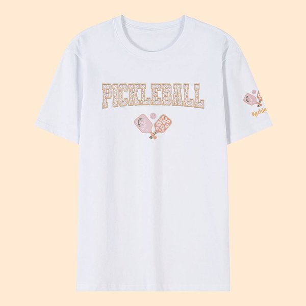 Personalisierte Retro Blume Pickleball Paddles Design Crewneck T-Shirt Sweatshirt mit Namen Ballspiel Geburtstag Geschenk für Pickleball Liebhaber