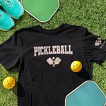 Personalised Retro Flower Pickleball Paddles Design Crewneck T-Shirt Sweatshirt with Name Ball Game Birthday Gift for Pickleball Lover