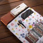 Personalised Waterproof Spring Wildflowers Book Sleeve Cover with Book Title and Name Back to School Appreciation Gift for Teacher Reading Lover