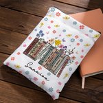 Personalised Waterproof Spring Wildflowers Book Sleeve Cover with Book Title and Name Back to School Appreciation Gift for Teacher Reading Lover