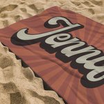 Personalised Super Absorbent Quick Dry Soft Groovy Retro Multicolor Beach Towel with Name Summer Party Birthday Gift for Her