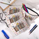 Personalised Spring Wildflowers Book Design Pencil Case with Book Title and Name Back to School Appreciation Gift for Teacher Reading Lover