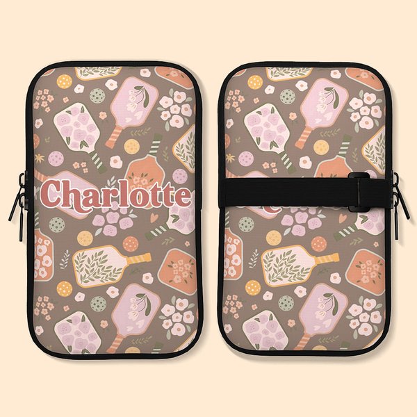 Personalizzato Retro Flower Pickleball Paddles Water Cup Pouch con fibbia regolabile Regalo di compleanno per gli amanti dello sport