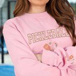 Personalised Retro Flower Pickleball Paddles Design Crewneck T-Shirt Sweatshirt with Name Ball Game Birthday Gift for Pickleball Lover