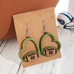 Henkilökohtainen puinen ontto sydämen muotoinen jalkapallo korvakorut teksti Game Day Team lahja naisille tytöille jalkapallofanit