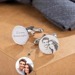 Boutons de Manchette Personnalisés avec Texte et Photo de Portrait Cadeau de Souvenir pour Homme