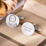 Boutons de Manchette Personnalisés avec Texte et Photo de Portrait Cadeau de Souvenir pour Homme