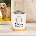 Gepersonaliseerde Forever in Our Hearts Dog Ears Design Keramische Plantenpot met Bamboe Voet en Naam Herdenkingscadeau voor het Verlies van een Hond