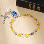 Personalised Photo Birthstone Auto Car Rosary Bracelet with Cross Pendant Memorial Gift for Family Friend