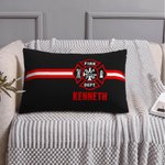 Taie d'oreiller personnalisée à rayures avec logo des pompiers et nom Cadeau de pendaison de crémaillère Cadeau de fin d'études pour les pompiers