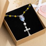 Personalised Photo Birthstone Auto Car Rosary Bracelet with Cross Pendant Memorial Gift for Family Friend
