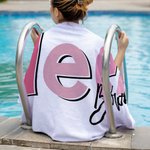 Personalized Colourful Name Beach Towel Super Absorbent Quick Dry Sand Free Summer Vacation Birthday Party Gift for Girl Woman