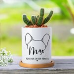 Gepersonaliseerde Forever in Our Hearts Dog Ears Design Keramische Plantenpot met Bamboe Voet en Naam Herdenkingscadeau voor het Verlies van een Hond