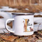 Personalisierte niedliche Giraffe Zebra Tiger 11oz Emaille Tasse mit Namen und Initialen Geburtstag Jahrestag Geschenk für Kind