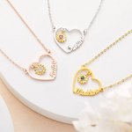 Personalisierte Sie sind mein Sonnenschein herzförmige Sonnenblume Name Halskette mit Geburtsstein Geburtstag Jahrestag Geschenk für sie