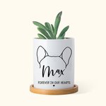 Gepersonaliseerde Forever in Our Hearts Dog Ears Design Keramische Plantenpot met Bamboe Voet en Naam Herdenkingscadeau voor het Verlies van een Hond
