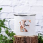 Personalisierte niedliche Giraffe Zebra Tiger 11oz Emaille Tasse mit Namen und Initialen Geburtstag Jahrestag Geschenk für Kind