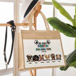 Personalised The Most Purrfect Dog Mom Ever Jute Tote Bag with Front Pocket and 1-6 Dog's Name Birthday Travel Accessory Gift for Dog Lover