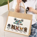 Personalised The Most Purrfect Dog Mom Ever Jute Tote Bag with Front Pocket and 1-6 Dog's Name Birthday Travel Accessory Gift for Dog Lover