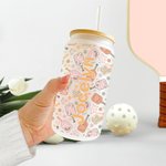 Personalisierte Retro Blume Pickleball Paddel 20oz mattiertes Glas Becher mit Namen Deckel und Strohhalm Geburtstag Sport Zubehör Geschenk für Pickleb