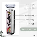 Personalisierte 3D aufgeblasenen Effekt Apple Pencil Rainbow Design 20oz Skinny Becher mit Namen Deckel und Stroh Wertschätzung Teacher's Day Geschenk