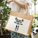 Personalised The Most Purrfect Dog Mom Ever Jute Tote Bag with Front Pocket and 1-6 Dog's Name Birthday Travel Accessory Gift for Dog Lover