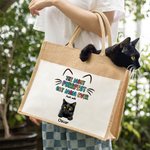 Sac à Main avec Pochette Personnalisé avec Dessins et Noms des 1-6 Chats Sac en Toile de Jute Cadeau Anniversaire et Voyage pour Amoureux de Chat