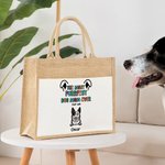 Personalised The Most Purrfect Dog Mom Ever Jute Tote Bag with Front Pocket and 1-6 Dog's Name Birthday Travel Accessory Gift for Dog Lover