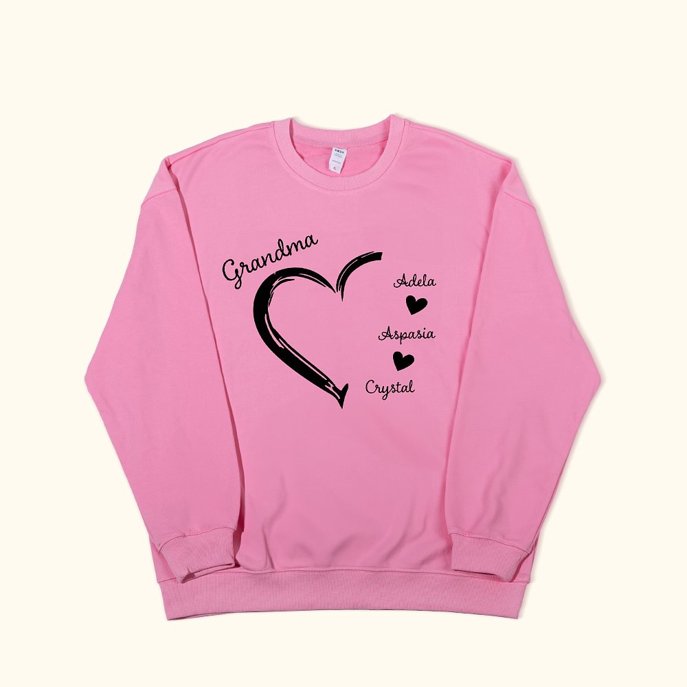 T-Shirt Sweatshirt Personnalisé avec Titre et Noms des Enfants Motif Coeur Patte Cadeau Anniversaire Fête des Mères pour Femme
