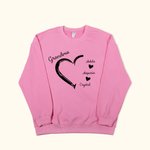 Personalizada Abuela Corazón Sudadera Paw Prints Cuello redondo Camiseta Sudadera con 1-10 Nombres de niños Cumpleaños Día de la Madre Regalo para ell
