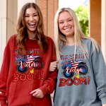 Personalised Red White Blue USA Flag Bow Heart Letters 4th of July 1776 Sweatshirt with Name American Independence Day Gift for Her
