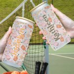 Personalisierte Retro Blume Pickleball Paddel 20oz mattiertes Glas Becher mit Namen Deckel und Strohhalm Geburtstag Sport Zubehör Geschenk für Pickleb