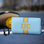 Personalised Multicolor Shadow Monogram Initials Pickleball Pouch Makeup Bag with Wrist Strap Birthday Sport Team Gift for Pickleball Lovers
