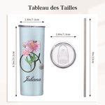 Gobelet Stéthoscope Personnalisé de Feur de Naissance et Nom avec Paille et Brosse Cadeau d'Anniversaire pour Infirmière Étudiant en Médecine