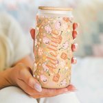 Personalisierte Retro Blume Pickleball Paddel 20oz mattiertes Glas Becher mit Namen Deckel und Strohhalm Geburtstag Sport Zubehör Geschenk für Pickleb