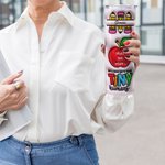 Personalisierte 3D aufgeblasenen Effekt Apple Pencil Rainbow Design 20oz Skinny Becher mit Namen Deckel und Stroh Wertschätzung Teacher's Day Geschenk