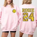 Personalisierte Softball Thema Kinder Erwachsene Sweatshirt mit Namen und Nummer Softball Spiel Geburtstagsgeschenk für Softball Sportliebhaber