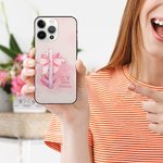 Personalisierte rosa Coquette Fliege Kreuz Telefon Fall für iPhone mit Namen und Initialen Geburtstag Geschenk für sie