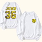 Personalisierte Softball Thema Kinder Erwachsene Sweatshirt mit Namen und Nummer Softball Spiel Geburtstagsgeschenk für Softball Sportliebhaber