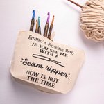 Personalised 100% Cotton Knitting Queen Crochet Sewing Accessory Bag with Name Birthday Crafting On-the-Go Gift for Sewing Lovers