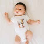 Personalized 100% Cotton Cute Jungle Animal Baby Onesie Kid T-shirt with Name Baby Shower Birthday Gift for Newborn Kid