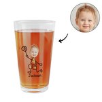 Personalized To Dad From The Reasons You Drink Photo Portrait Character Action 16oz Beer Glass with 1-4 Kid Names Father’s Day Birthday Gift for Him